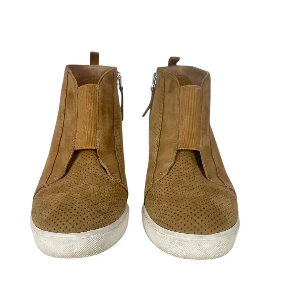LINEA PAOLO Women's SUEDE PLATFORM WEDGE Shoes Tan Size 7.5 - 3